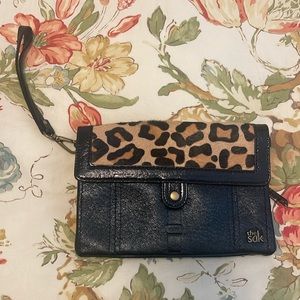 The Sak leather/horse hair leopard clutch